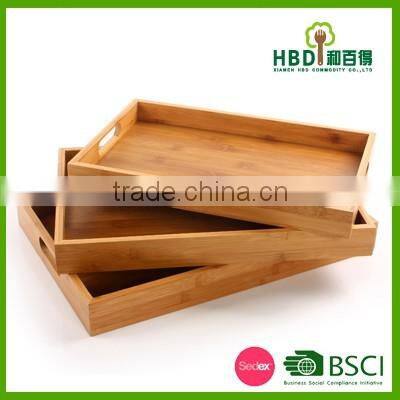Best selling 3pcs bamboo food serving tray bamboo kitchen tray