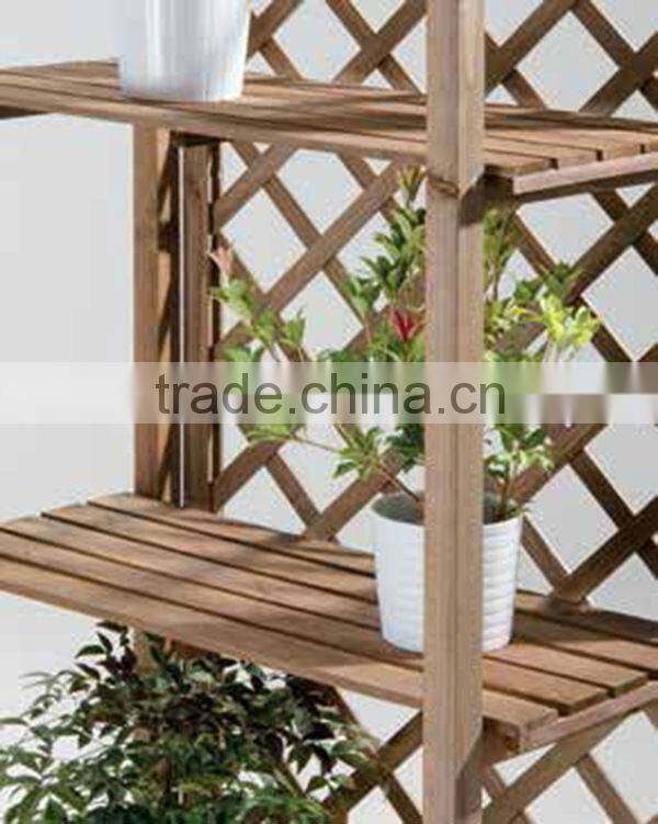 Three tiers natural wooden flower stand