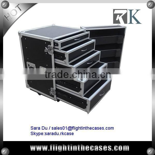 16U High Drawers Storage Cabinet ATA Road Case with 5 Drawers
