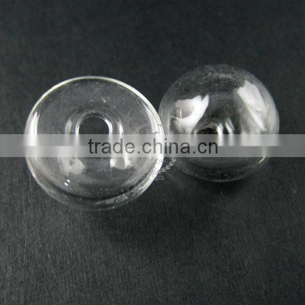 20mm transparent half ball mushroom shape glass dome cabochon with 3mm hole DIY jewelry supplies 3070072