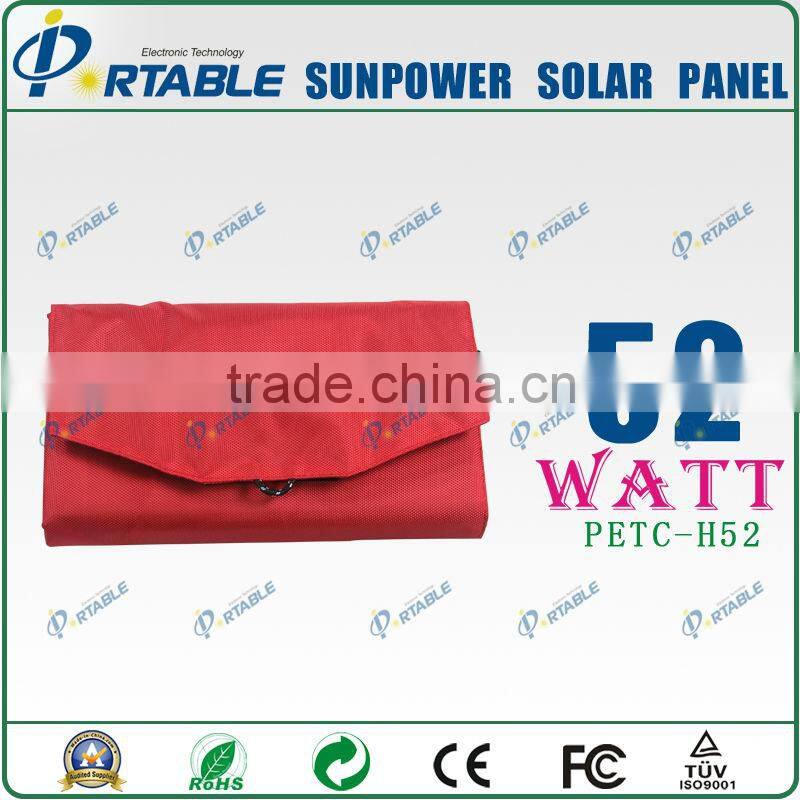 NEW!!! 52W America Sunpower Folding Solar Panel solar phone chargers (PETC-H52)
