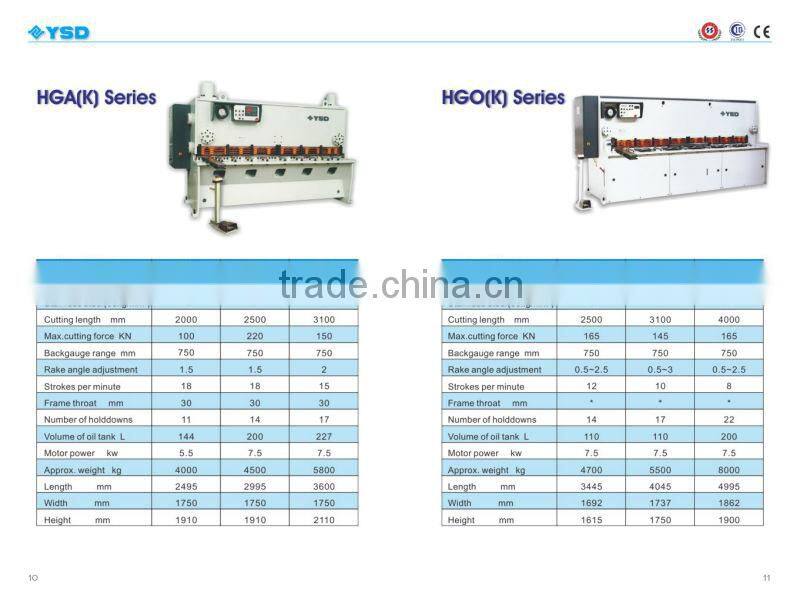 YSD CNC GUILLOTINE SHEAR MACHINE