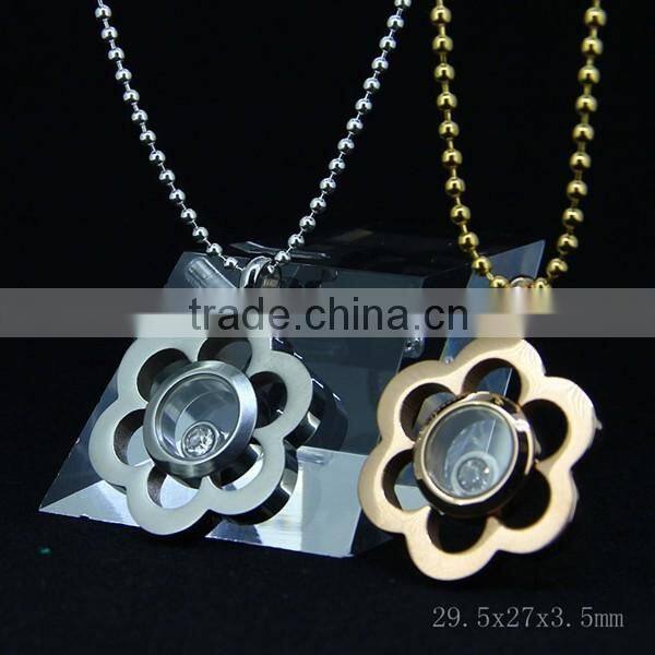 Fashion Flower Metal pendant with diamond for ladies