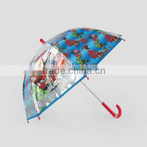 manual open plastic cartoon character print straight kids umbrella