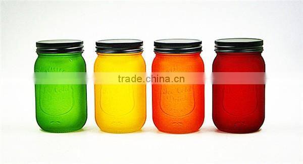 Colorful flower Model Clear mason jar mug with straw lid 4 colors