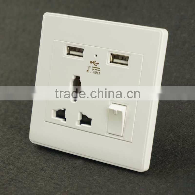 Dual usb wall socket power plug socket with switch