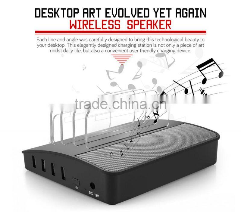 VOXLINK NEW 30W 4 Ports USB Charger Charging Station Dock with bluetooth wireless speaker function
