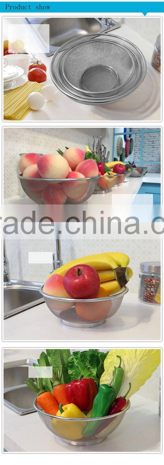 28cm width Strainer Stainless Steel Sieve Colander Drainer Mesh