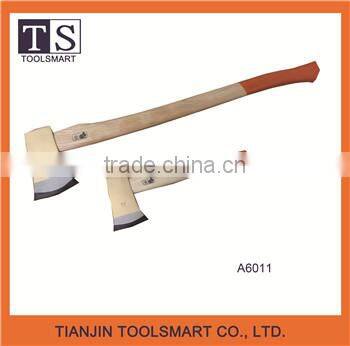 Felling axe with wooden handle