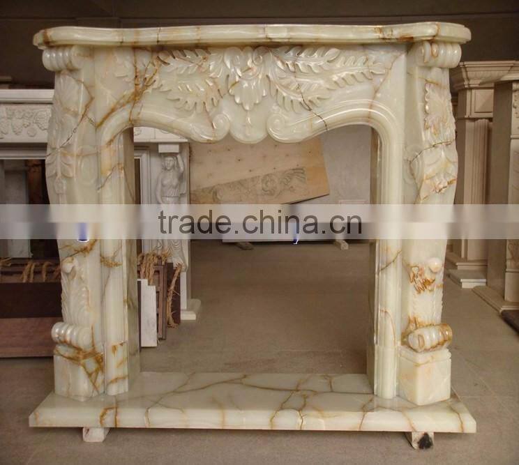 MODERN DESIGN LIGHT GREEN ONYX FIREPLACES