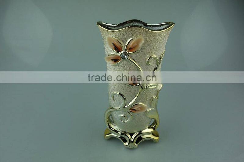 ceramic vases,decorative ceramic vases for hotels,ceramic eletro-plated golden vases
