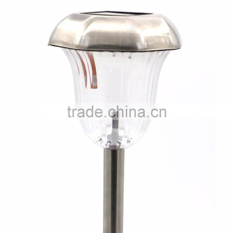 12pk Stainless Steel Glass Lens Solar Garden Lawn LED Path Light