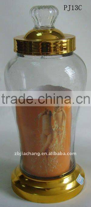 3L glass ginseng jar with metal rack PJ13C