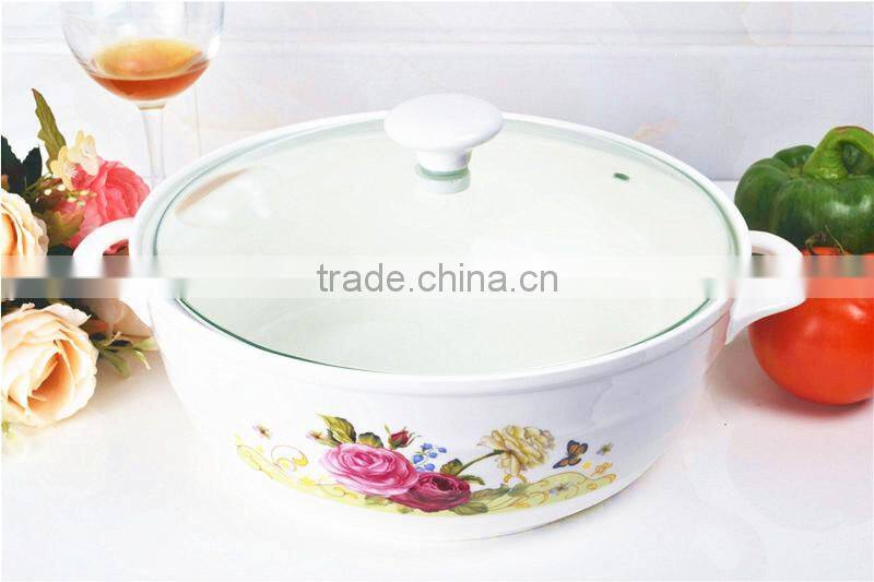 Microwave porcelain pot with glass lid