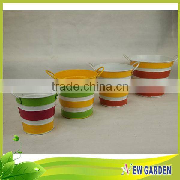 Anti-corrosion Home & garden decor stripe metal flat flower pot