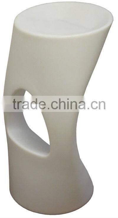 nightclub PE plastic made nighclub bar stool /colorful changing led light up standing bar stool