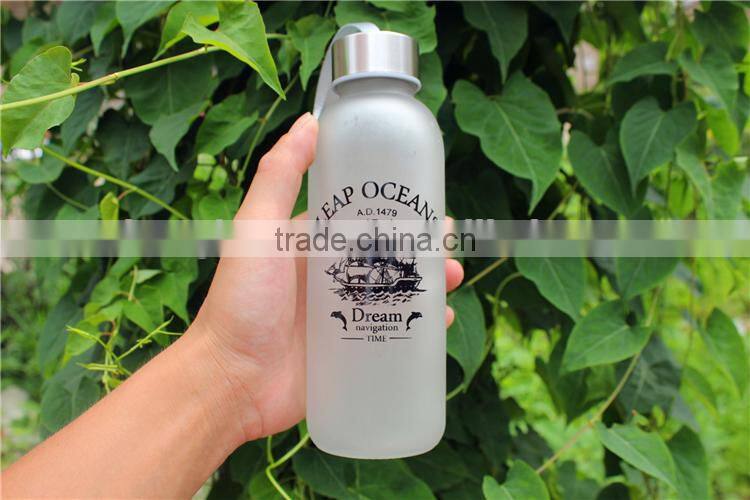 Frosted glass water bottle with cloth cover