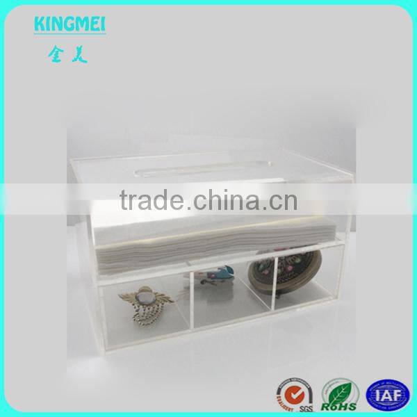 KM-SP52 Clear acrylic tissue box holder plexiglass jewelry display box