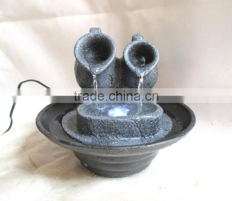 Resin table running water fountain with teapot & bowl decoration