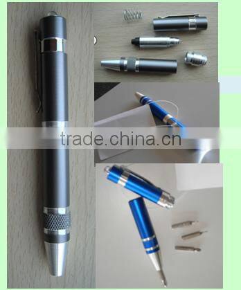 6/bit screwdriver aluminium style kit pen flashlight pen screwdriver