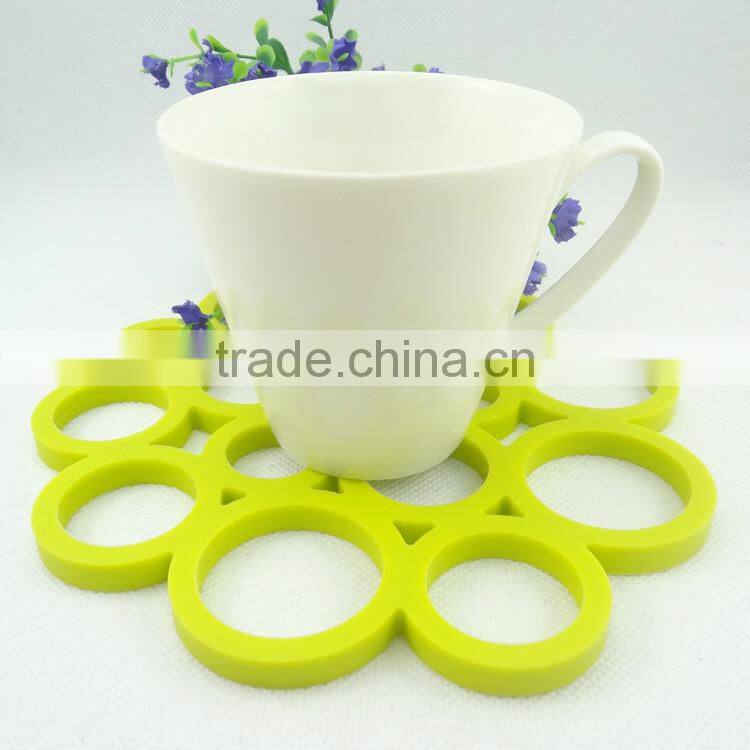 FDA food grade round circle flower shaped silicone pot pan cup holder pad