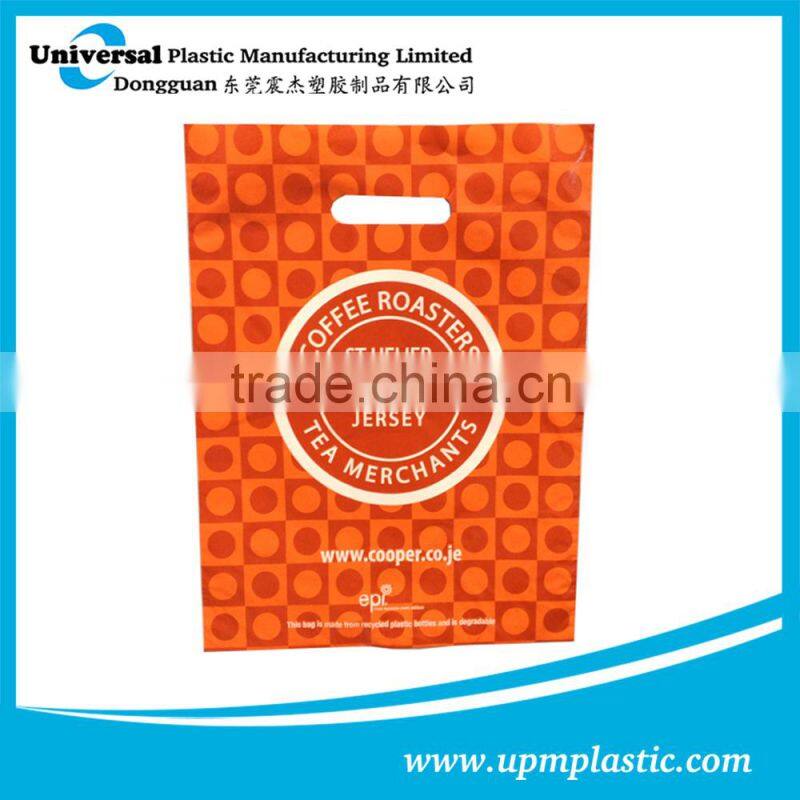 Degradable disposable HDPE plastic die cut handle bag