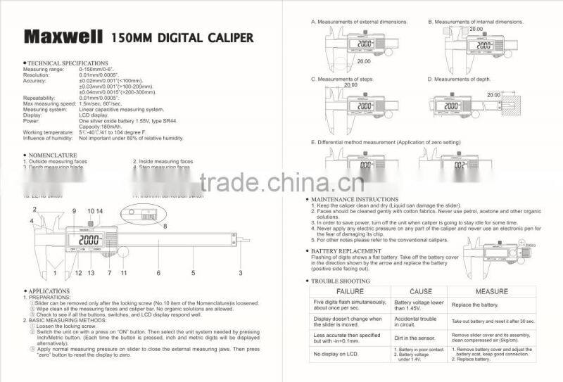 150mm Digital Vernier Caliper Price ROHS