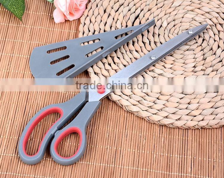 2016 Multifunctional stainless steel pizza scissors with rubber soft tpr handle /rubber scissors