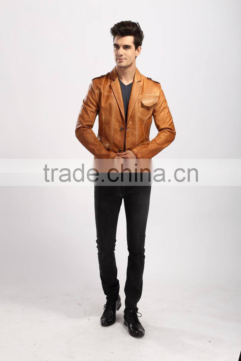 2017 Stylis Slim Fit Men PU Leather Jacket