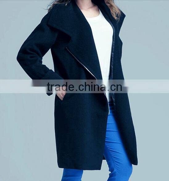 latest ladies quality overcoat jasper wool/polyester factory wholesale woman coat