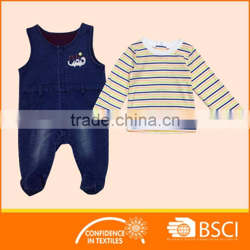 Baby Two Pieces Set T Shirt And Denim Overall Clothing