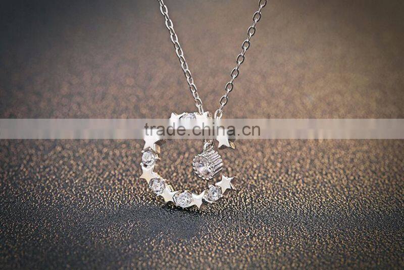 925 sterling silver pendants jewelry engraved circle star pendant necklace