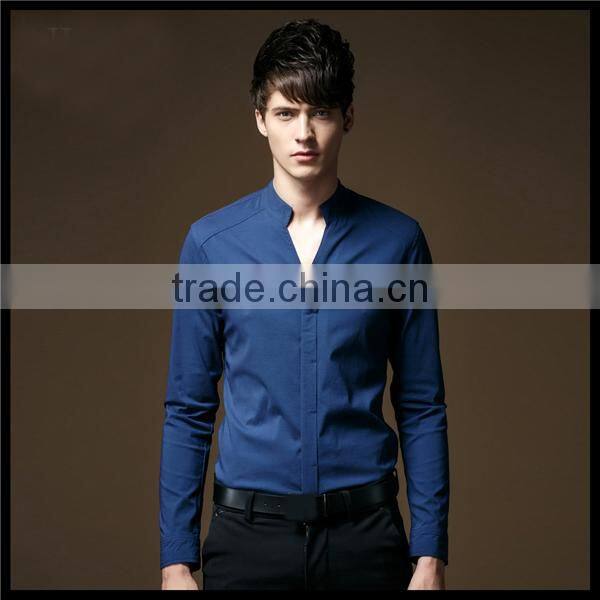 new model reaction plain royal blue shirt collar interlining