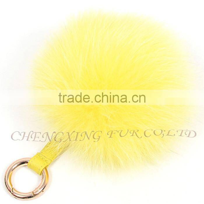 CX-A-63 New Promotional Fox Fur Ball Fur Pom Keychain with Fur Pompom