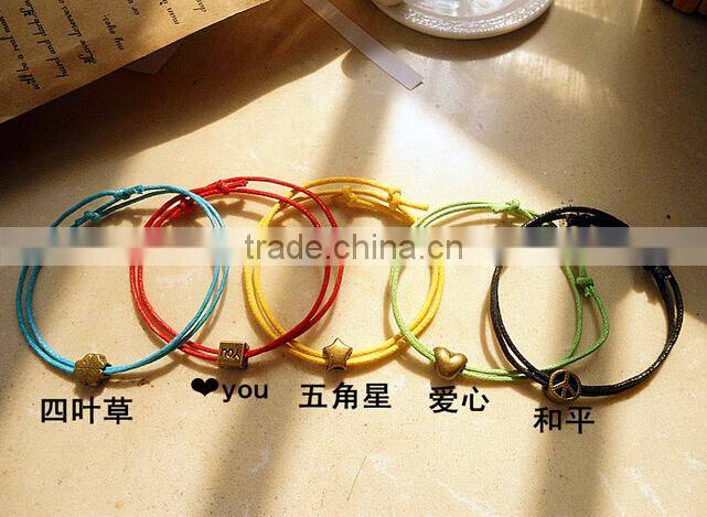 gold love letter charm suede leather bracelet custom logo charm leather bracelet