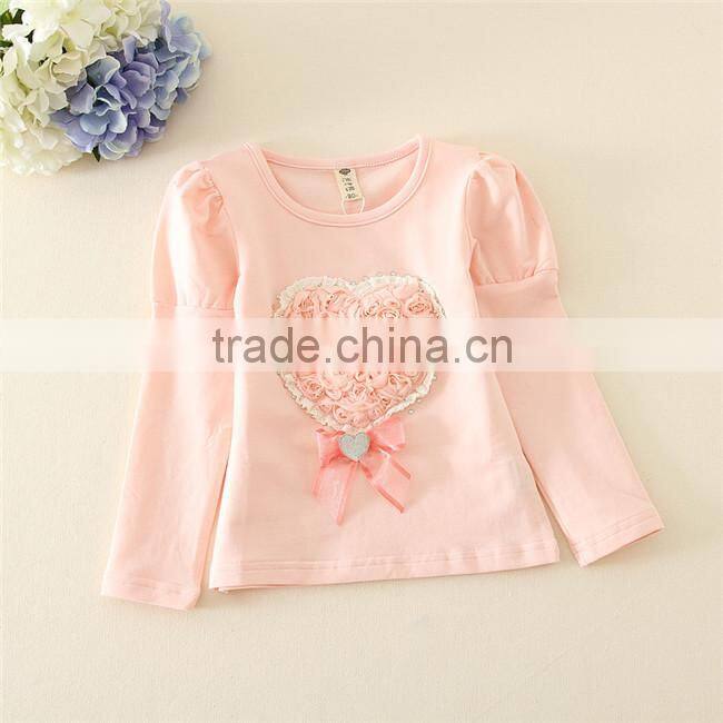 Factory in-stocj supply embroidered undershirts solid colors long sleeves girl undershirt MOQ 5pcs