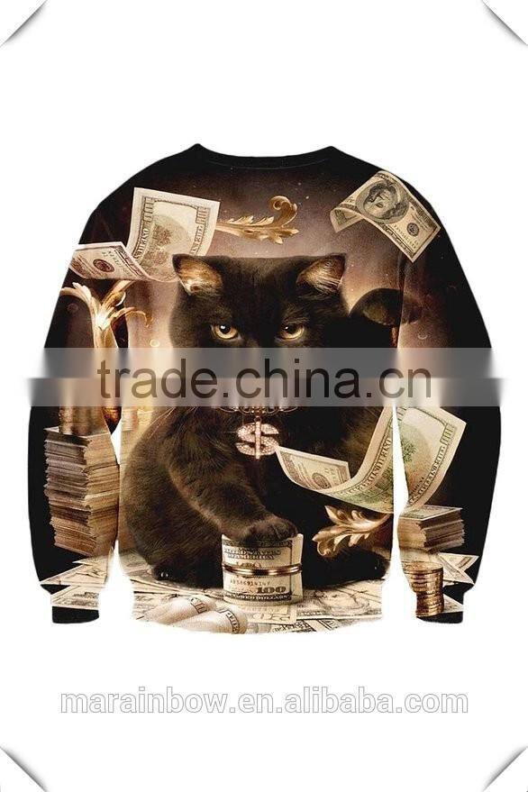 Fashion Design Sublimated Sweatshirt 3D Print Crewneck Sweatshirt Custom Printed Animal Printed Jumpers Full Sublimation Hoodie