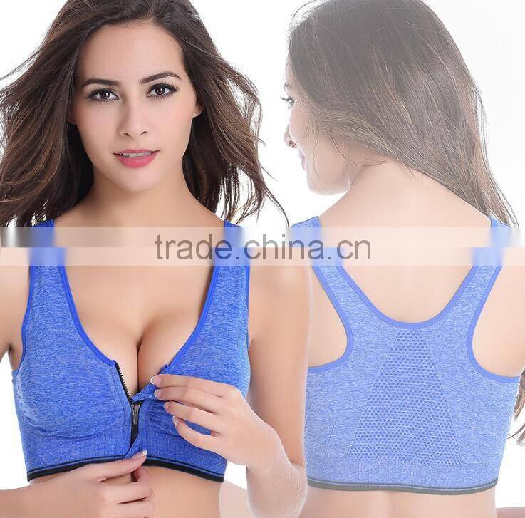 zm10843a Professional shock running sports bra front zipper without rims wholesale yoga underwear