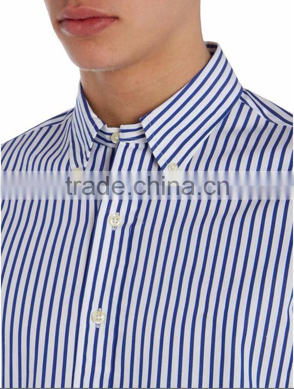 men stripe long sleeve cotton shirt slim fit shirt