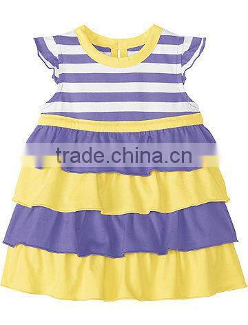 GIRLS STRIPED TIERED DRESS