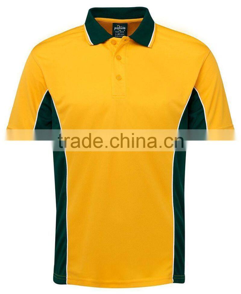 China supplier 100%polyester contrast colors sports gym wear athletic dry fit quick-dring mens running polo shirts