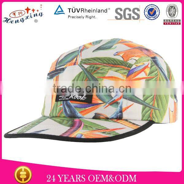 Fashion 100% Cottom Custom Design Your Own Flat Brim 5 Panel Camp Cap Wool