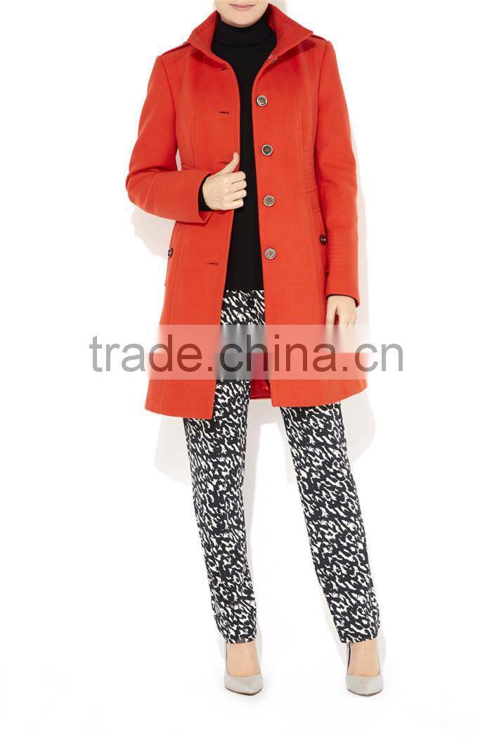 bright orange multistitch funnel women winter formal coats