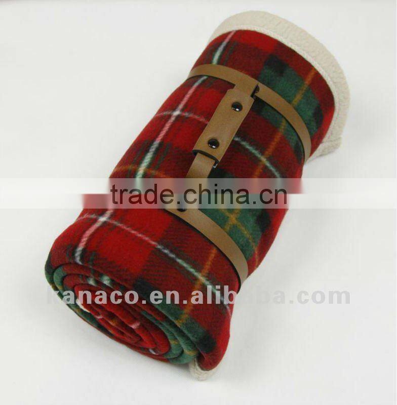 Cheap Double-side Polar Fleece Travel Rug/Blanket(KN-BL-38)