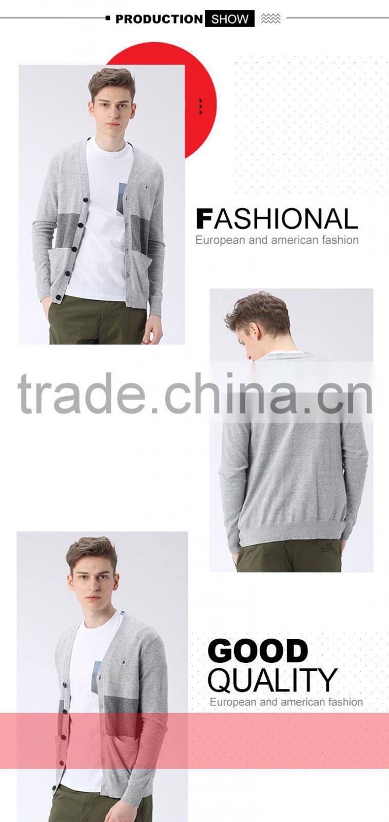 new popular knitted pocket button cardigan young boys sweater design for men