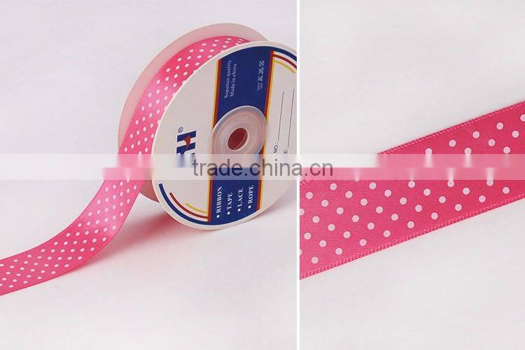1" Printed Polyester Polka Dots Satin Ribbons