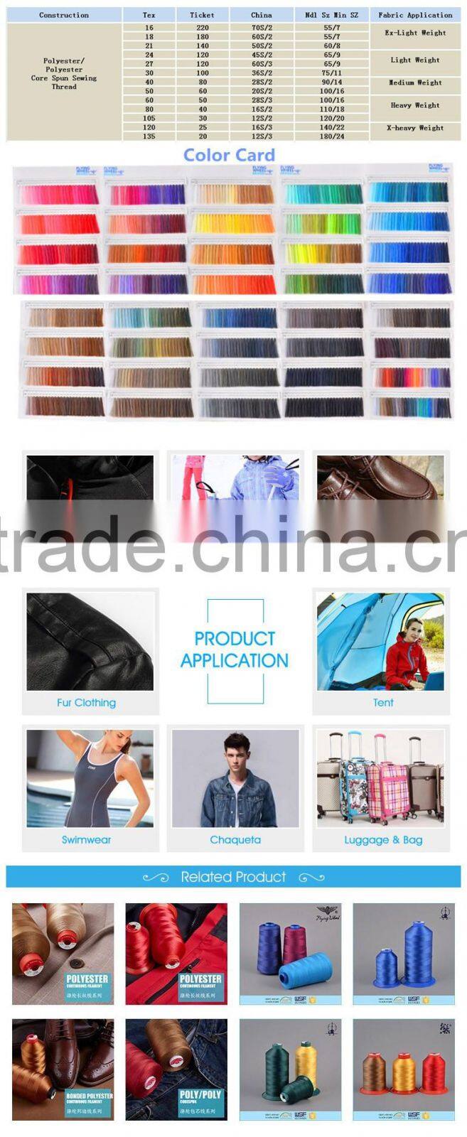 45s/2 24tex 120ticket wholesale high strength poly spun sewing thread