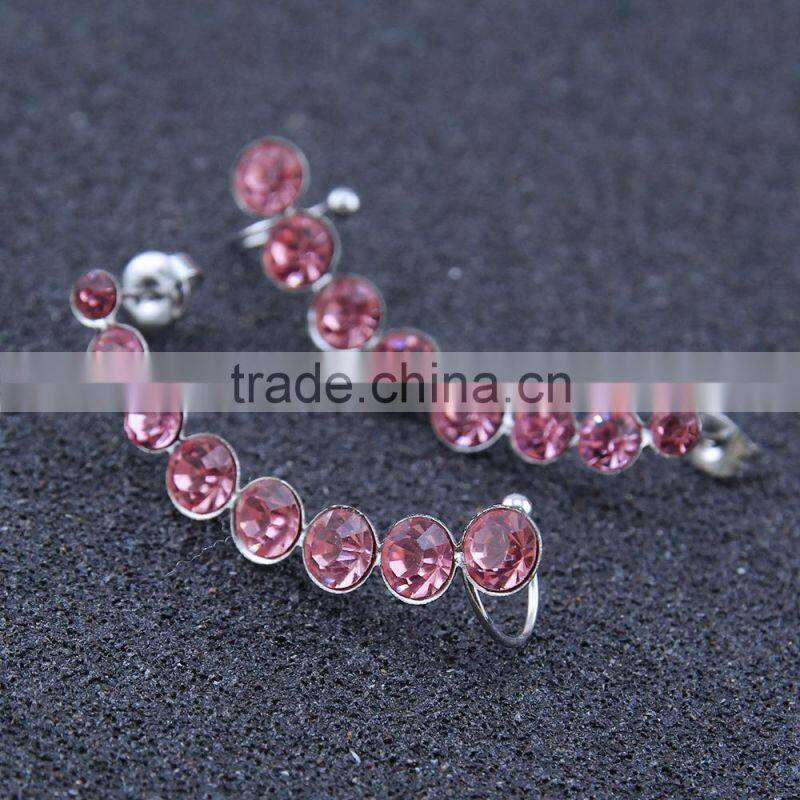 Fashion jewelry amazing cuff earrings punk style earrings women elegant ss cuff/ear wrap clip crystal gold earrings