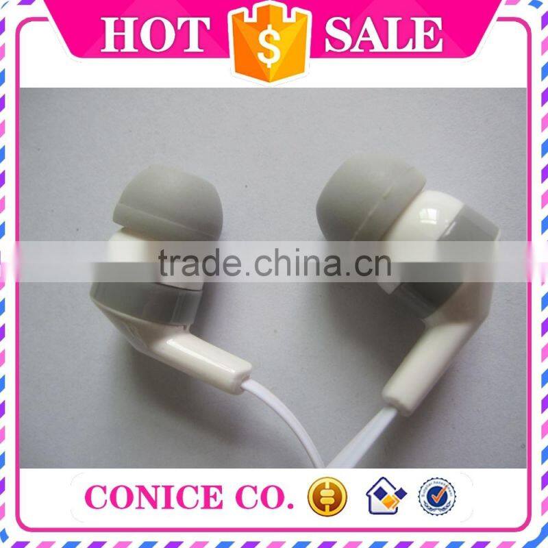 alibaba promotional cheap white flat cable silicone plug piston wired mic earphones
