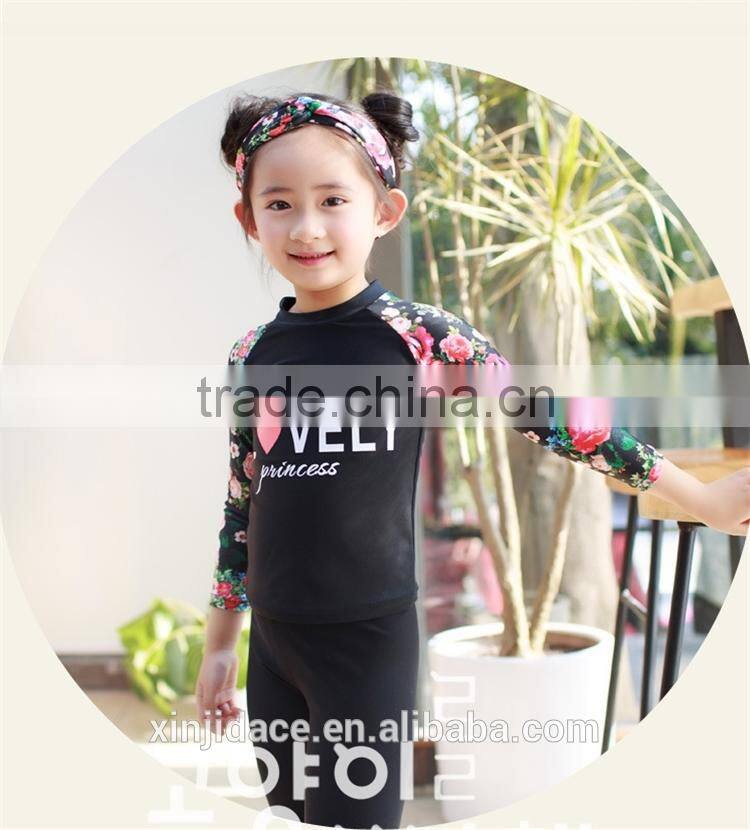 Best Selling Sweet Two Piece Set Floral Design 82% Nylon18% Spandex Baby Kids Swimsuit Child Swimwear